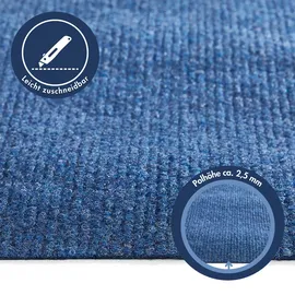 Andiamo Teppichboden ANDIAMO "Milo, Nadelfilz, Gesamthöhe 2,5 mm, Made in Belgium", blau, B:200cm L:100cm, Polyester, Polypropylen (PP), Teppiche, Uni Farben, Breite 100 cm oder 200 cm, Wohnzimmer, strapazierfähig