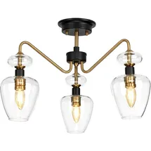 Elstead Lighting Elstead - Armand 3 Light Semi Flush, Gealtertes Messing, Glasschirm