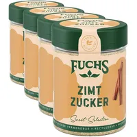 Fuchs Gewürze - Zimt Zucker - Klassiches Gewürz für Milchreis, Pfannkuchen oder Waffeln - aus natürlichen Zutaten - 100 g in wiederverwendbarer, recyclebarer Dose (Packung mit 4)