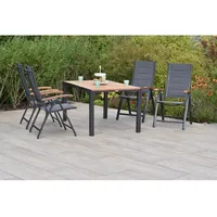 Merxx Paxos Set 5-tlg. mit Gartentisch 150 x 90 cm Akazie Aluminium