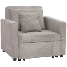 Mendler Schlafsessel HWC-L90, Klappsessel Gästebett Relaxsessel, Liegefläche 200x100cm Stoff/Textil Cord ~ hellgrau