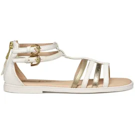 GEOX J Karly Girl Sandal, White/Platinum, 39 EU