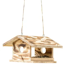 Dehner Natura Premium Wildvogel Futterhaus Arber, Futterstation für Wildvögel, Vogelhaus robust / hängend, ca. 30.5 x 19 x 28 cm, Holz, braun