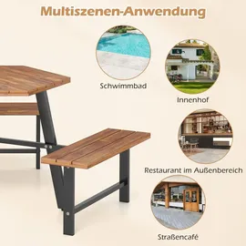 Costway Picknicktisch Set 4-tlg. Braun/Schwarz