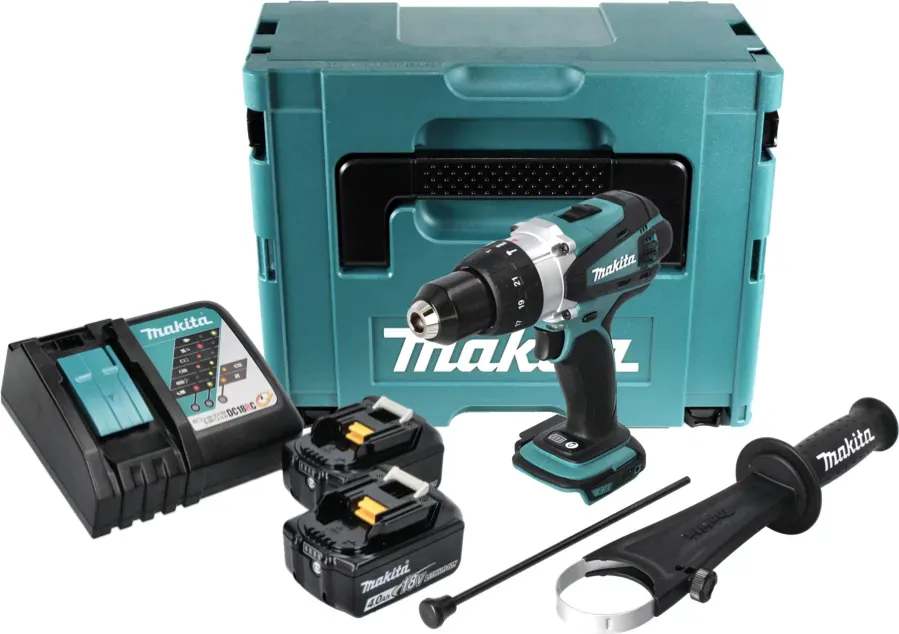 Makita DHP 458 RMJ Akku Schlagbohrschrauber 18 V 91 Nm + 2x Akku 4,0 Ah + Ladegerät + Makpac