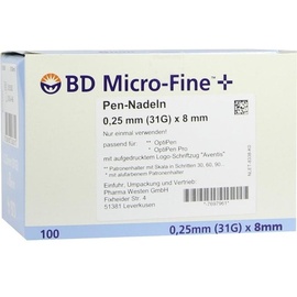 Orifarm GmbH BD MICRO-FINE+ 8 Pen-Nadeln 0,25x8 mm