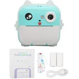 Niedliche Druckkamera für Kinder, 24 MP, Multi-Zoom-Cartoon, intelligente Sofortbildkamera, Thermodruck, digitale Mini-Kamera für Jungen und Mädchen (blau)