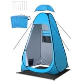 Duschzelt Camping, LIBERRWAY Toilettenzelt Pop Up 120 * 120 * 195cm Wasserdicht Privatsphäre Umkleidezelt mit Boden Abspannseile Heringen-Mobile Toiletten und Duschkabine