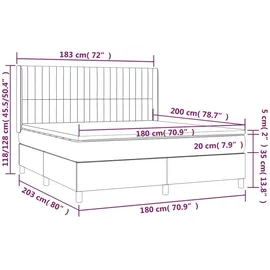 vidaXL Boxspringbett mit Matratze & LED Dunkelbraun 180x200 cm Stoff