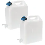 BURI Kanister Wasserkanister 2x 10 Liter Auslaufhahn Camping Wasserbehälter weiß