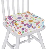 Capslpad Sitzerhöhung Stuhl Kind 32x32x10cm Tragbare Kindersitzerhöhung Rutschfestes Sitzerhöhung Abnehmbar Waschbar Sitzkissen Kinder mit 3 Sicherheits Schnalle für Zuhause Unterwegs-Beige – Blume
