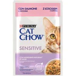 CAT CHOW Sensitive Food mit Lachs und Zucchini in Sauce 85g