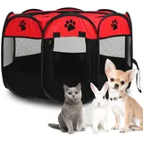 Transportkäfig Faltbares Haustier Zelt, 8-Panel Mesh Oxford Welpenauslauf Welpenlaufstall Tierlaufstall mit mit Reißverschluss für Hunde Katzen Hasen & Kleintiere im Innen und Außenbereich Picknick