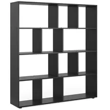 Vicco Raumteiler Pilar Bücherregal Standregal Büroregal 12 Fächer Schwarz 131.6 x 143 cm