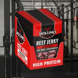 Jack Link's Jack Links Beef Jerky 12 x 25 g) Beutel, Original – Funktionelle Lebensmittel – Eiweiß-Snacks