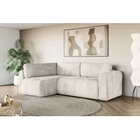 OTTO home Ecksofa OTTO HOME "Zacharia wahlweise Schlafsofa mit Bettkasten, B/T/H 250/166/86 cm", beige (creme), B:250cm H:86cm T:166cm, 100% Polyester, Sofas, Ecksofa, L-Form mit Wellenunterfederung, Ottomane rechts oder links bestellbar