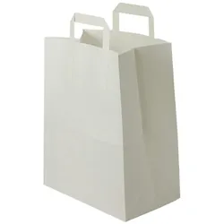 BIOZOYG 100 Stück Tragetasche M 22 x 10 x 28cm Papiertüte reißfest weiß kompostierbar Einkaufstasche Papiertasche Einkaufstüte umweltfreundlich
