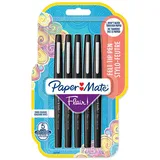 Paper Mate Flair Filzstifte | mittlere Spitze (0,7 mm) | Schwarz 5 Stück