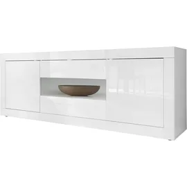 INOSIGN Sideboard INOSIGN "Basic Breite 240 cm, Kommode 2 Türen, 2 Schubkästen, Anrichte", weiß (weiß hochglanz lack), B:240cm H:86cm T:43cm, Sideboards, Sideboard, Weiss HochglanzLack, Metallgriff, moderne Rahmenoptik, viel Stauraum