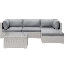 Lounge Set SANO PE Rattan Hellgrau Linksseitig