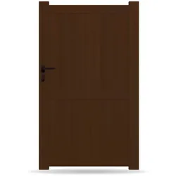 Gartentor, Holzoptik, Nussbaum Dekor, Einzeltor, Modell Hannover, Aluminium, Weiß, flexible Befestigungssysteme, individuell konfigurierbar