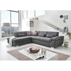 Ecksofa DIE PLANBAR "MP-IN17041 L-Form", grau, B:320cm H:85cm T:260cm, 100% Polyester, Sofas, Sitztiefenverstellung, optional mit Kopfteilverstellung & Bettfunktion