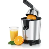 Arendo Entsafter Saftpresse elektrisch, Zitruspresse, Orangenpresse, Edelstahlkegel, 1000 W, 0,45 L Behälter, 2 Presskegel, spülmaschinengeeignet, BPA frei schwarz|silberfarben