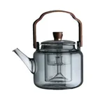 WOLWES 1,2 L Graue Glas-Teekanne Mit Teesieb, Hitzebeständig, Blumen-Teekessel, Transparente Teekanne, Tragbare Griffkanne, Büro- Und Heim-Teeset (Color : 1200ML TeapotA)