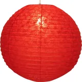 GURU SHOP Runder Lokta Papierlampenschirm, Hängelampe Coronada - Ø 50 cm Rot, Lokta-Papier, Asiatische Lampenschirme aus Papier & Stoff