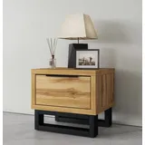 Home Affaire »Bronne, Breite 55 cm, Nachttisch mit 1 Schublade«, Moderner Nachtschrank, Metallgriff, Füße in Kufenform