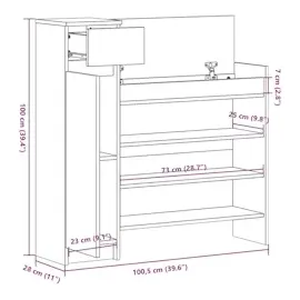 vidaXL Schuhschrank 100,5 x 28 x 100 cm betongrau / grau