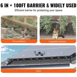 Vevor Vogelschutz für Solarmodule, 15,2 cm x 30,4 m, Taubenabwehr Solaranlagengitter mit 60 Edelstahl-Verschlüssen, Solarmodul-Schutz mit rostfreier
