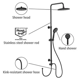 Wenko Duschsystem Watersaving Schwarz 75-120 cm