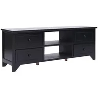 Furnicato TV-Schrank Schwarz 108x30x40 cm Massivholz Paulownia