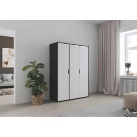 Rauch Drehtürenschrank RAUCH "Kleiderschrank Schrank Garderobe Wäscheschrank NARAI viel Stauraum", grau (graumetallic, alpinweiß), B:140cm H:194cm T:53cm, Holzwerkstoff, Schränke, Drehtürenschrank, Griffausfräsungen für eine grifflose Optik TOPSELLER MADE IN