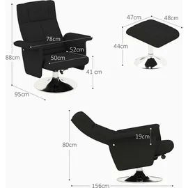 Homcom Massagesessel mit Fußhocker elektrisch 95 x 88 x 78 cm Schwarz