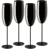 Relaxdays Sektgläser Edelstahl, 4er Set, bruchsicher, Lange Kühlwirkung, 250 ml, Champagnergläser für unterwegs, schwarz