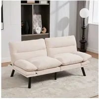 HAUSS SPOLE Schlafsofa mit Schlaffunktion,Zweisitzer Relaxsofa mit verstellbarer Rückenlehne beige