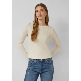 s.Oliver Geripptes Langarmshirt mit U-Boot-Ausschnitt - beige - 42