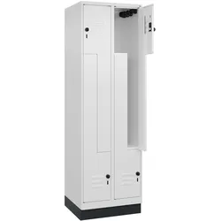 C+P Z-Spind Classic PLUS, Sockel, 4 Abteile, HxBxT 195x60x50cm, Sicherheitsdrehriegel, Verkehrsweiß von PROREGAL
