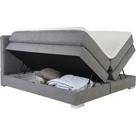 Home Affaire Boxspringbett HOME AFFAIRE "Juliste inkl. Bettkasten und PUR-Schaum-Topper", grau, B:167cm L:215cm, 100% PES, Komplettbetten, Boxspringbett, erhältlich in den Breite 160, 180 & 200cm