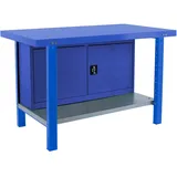 SimonRack Industriewerkbank mit Schrank, 1500x730 mm, Hohe strukturelle Steifigkeit, Tragfähigkeit 700 kg, Blau - BT-6 PRO