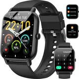 JUNG Nerunsa Smartwatch Damen & Herren Fitnessuhr, mit Bluetooth Smartwatch (4,69 cm/1,85 Zoll) mit Telefon Funktion, 100+ Trainingsmodi)