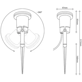 sebson LED Gartenleuchte mit Erdspieß Spot, Wegeleuchte, Außen IP65, schwenkbar - Schwarz