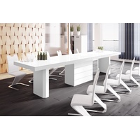 designimpex Esstisch Design Tisch HE-444 Weiß Hochglanz XXL ausziehbar 160 bis 412 cm weiß