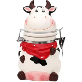 Dekohelden24 Vorratsdose Keramik Kuh 12 x 11 x 20,5 cm