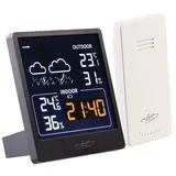 Infactory Wetterstation mit Außensensor, VA-Farbdisplay, Wetterprognose, schwarz