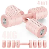 MERACH Hantel 4 in 1 Hanteln Set Verstellbar, Fitness Hanteln für Zuhause, (Kurzhanteln 2er Set, Hanteln Frauen Set, 1-4KG Gewichte Verstellbare Hanteln, Gewichte Hantel), Dumbbell Set für Krafttraining, Fitness, Home Gym, Geschenk rosa