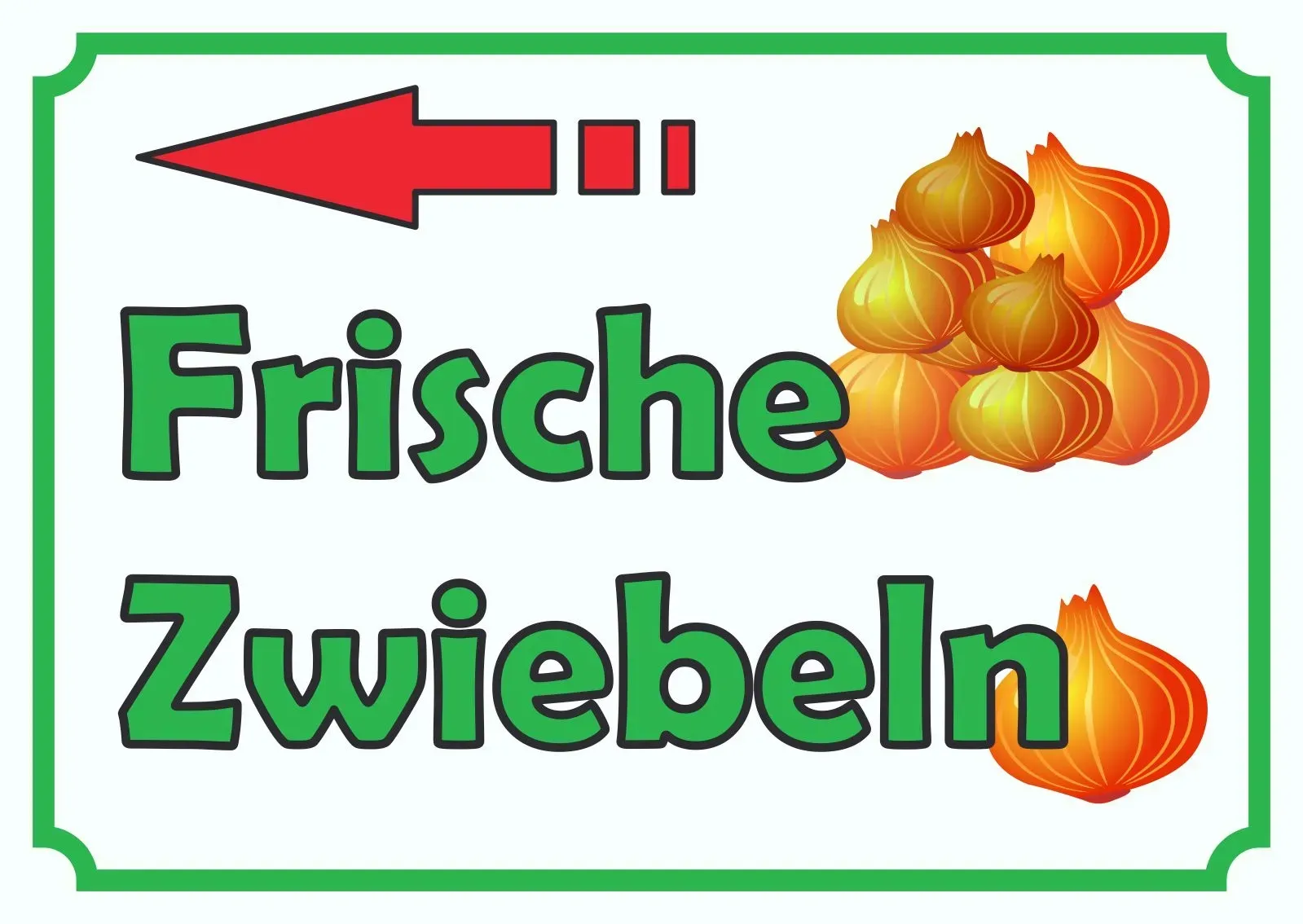 Preisvergleich Produktbild Verkaufsschild Schild Zwiebeln links A4 Rückseite selbstklebend