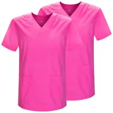 MISEMIYA - Packung 2 STK. - SANITÄRE CASACA Unisex SANITÄRE Uniformen SANITÄRE UNIFORM MEDIZINISCHE UNIFORM - Ref. 817 * 2 - X-Large, Fuchsia 21 - XL